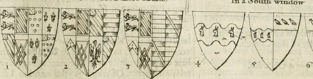 An illustration from The antiquities of Warwickshire illustrated : from records, leiger-books, manuscripts, charters, evidences, tombes, and armes : beautified with maps, prospects, and portraictures, 1656, leaf 592