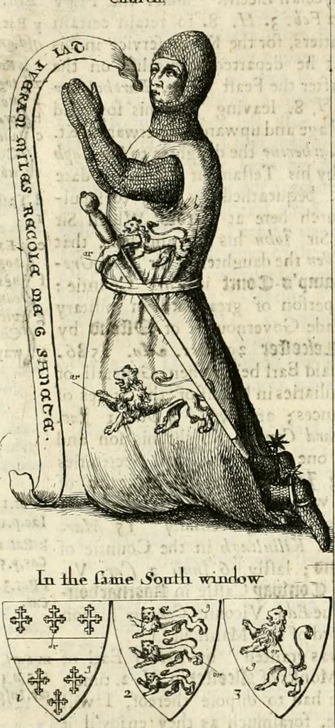 An illustration from The antiquities of Warwickshire illustrated : from records, leiger-books, manuscripts, charters, evidences, tombes, and armes : beautified with maps, prospects, and portraictures, 1656, leaf 615