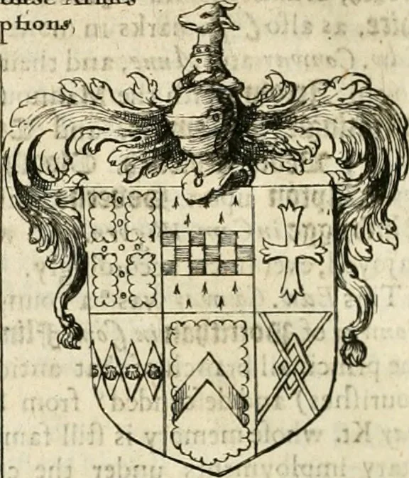 An illustration from The antiquities of Warwickshire illustrated : from records, leiger-books, manuscripts, charters, evidences, tombes, and armes : beautified with maps, prospects, and portraictures, 1656, leaf 615