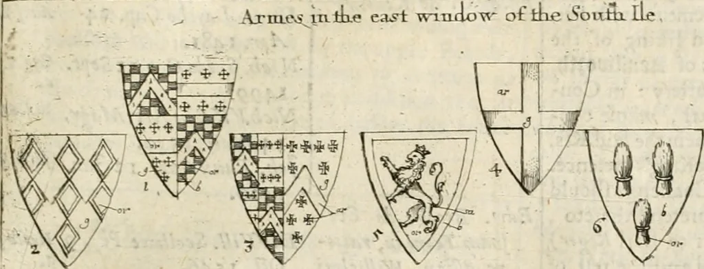 An illustration from The antiquities of Warwickshire illustrated : from records, leiger-books, manuscripts, charters, evidences, tombes, and armes : beautified with maps, prospects, and portraictures, 1656, leaf 622