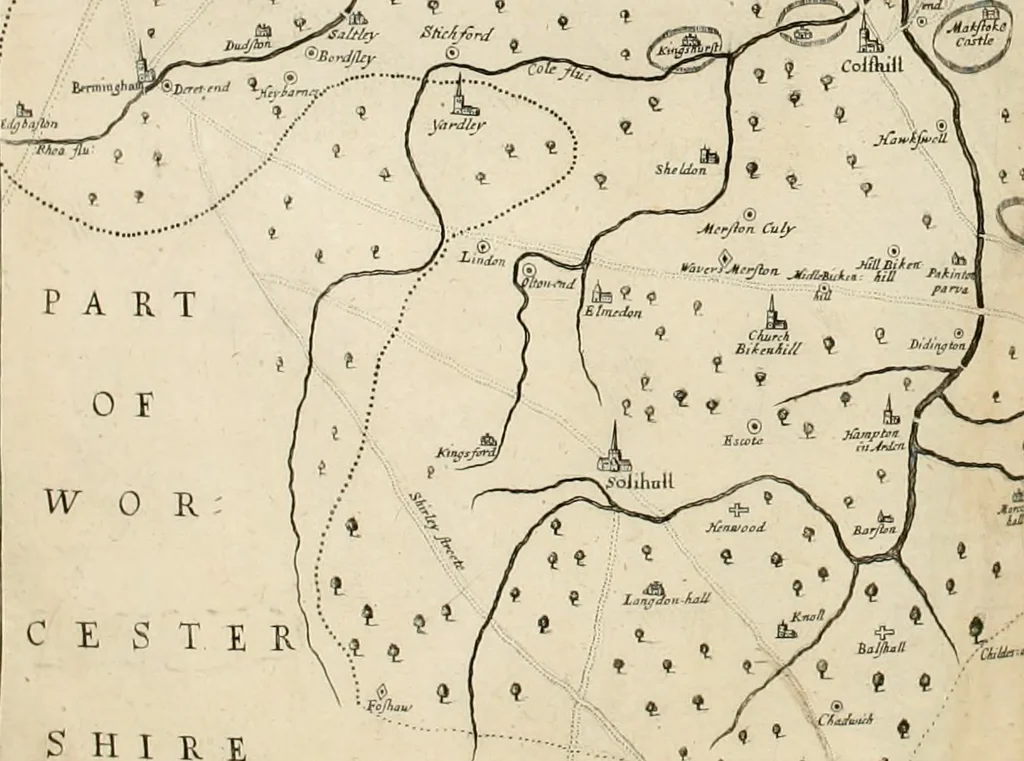 An illustration from The antiquities of Warwickshire illustrated : from records, leiger-books, manuscripts, charters, evidences, tombes, and armes : beautified with maps, prospects, and portraictures, 1656, leaf 627