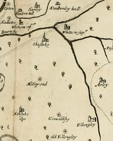 An illustration from The antiquities of Warwickshire illustrated : from records, leiger-books, manuscripts, charters, evidences, tombes, and armes : beautified with maps, prospects, and portraictures, 1656, leaf 627