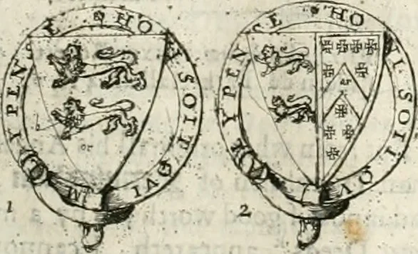 An illustration from The antiquities of Warwickshire illustrated : from records, leiger-books, manuscripts, charters, evidences, tombes, and armes : beautified with maps, prospects, and portraictures, 1656, leaf 636