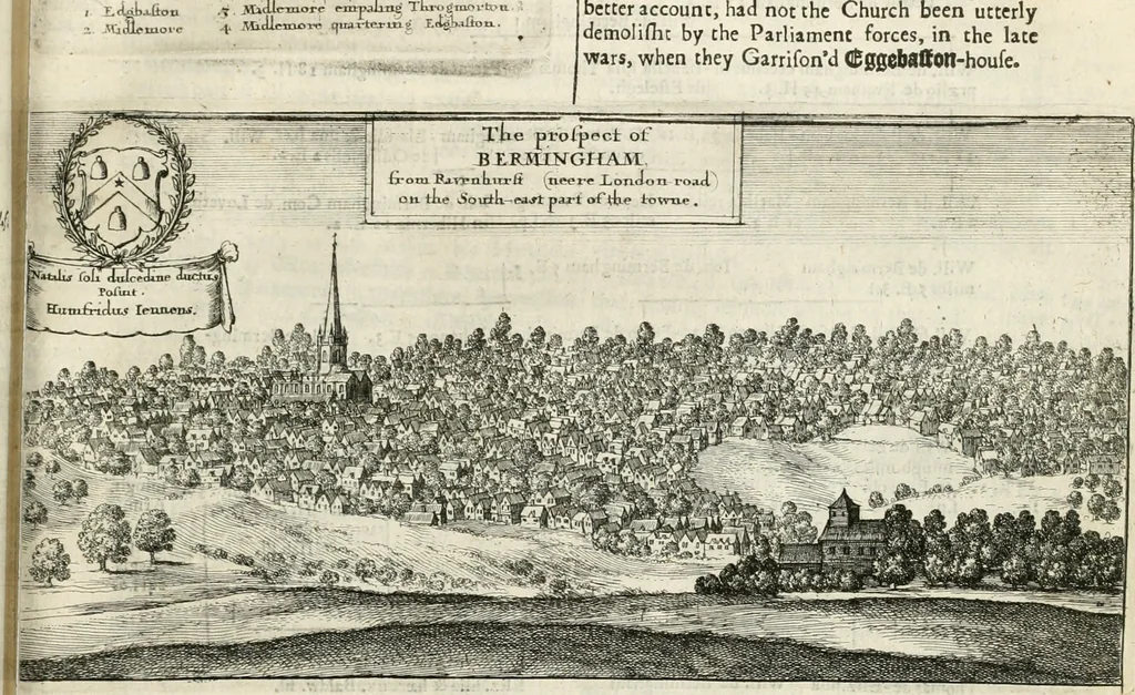 An illustration from The antiquities of Warwickshire illustrated : from records, leiger-books, manuscripts, charters, evidences, tombes, and armes : beautified with maps, prospects, and portraictures, 1656, leaf 646