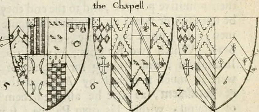 An illustration from The antiquities of Warwickshire illustrated : from records, leiger-books, manuscripts, charters, evidences, tombes, and armes : beautified with maps, prospects, and portraictures, 1656, leaf 694