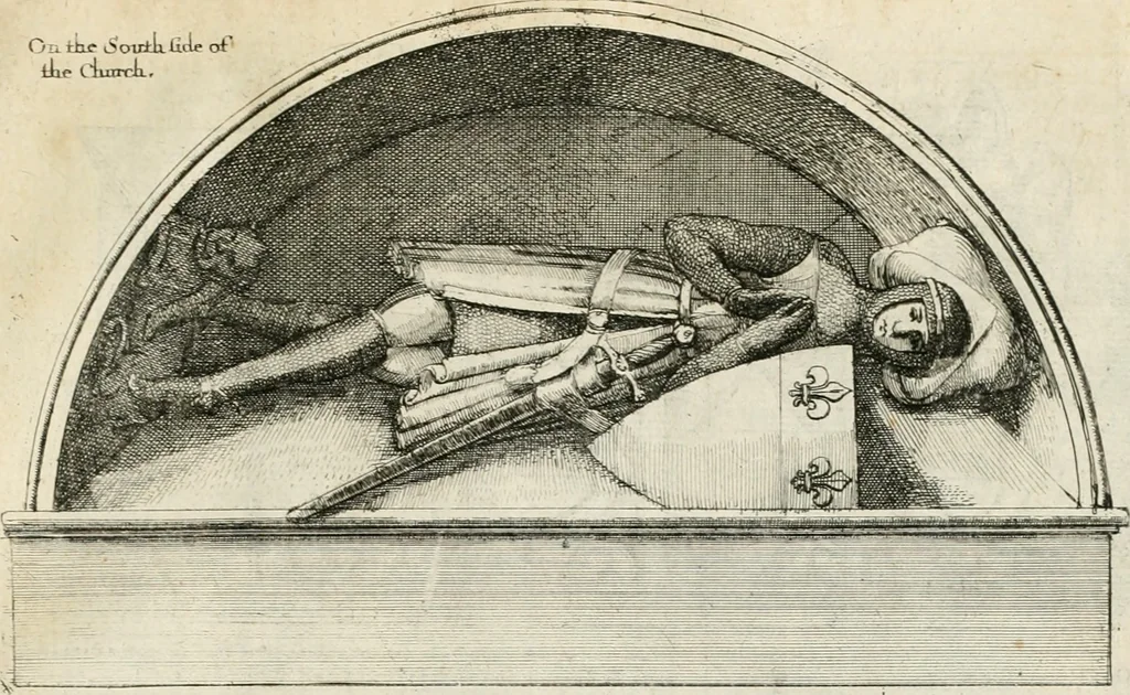 An illustration from The antiquities of Warwickshire illustrated : from records, leiger-books, manuscripts, charters, evidences, tombes, and armes : beautified with maps, prospects, and portraictures, 1656, leaf 736