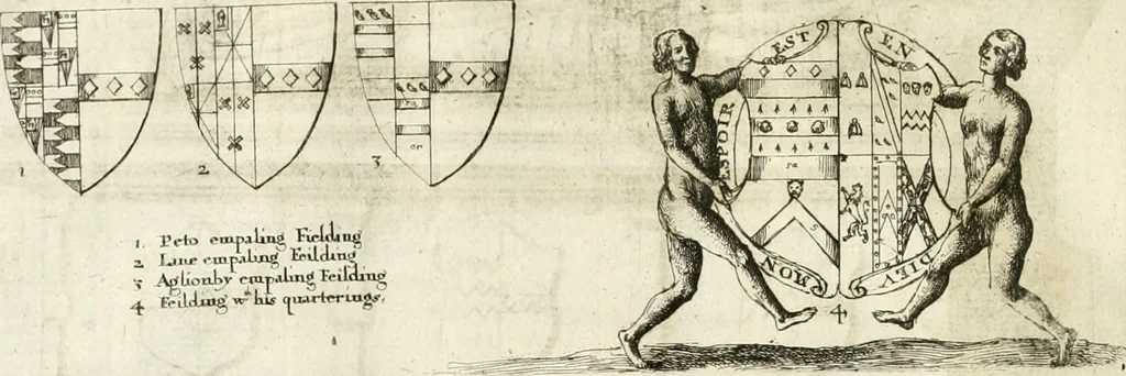 An illustration from The antiquities of Warwickshire illustrated : from records, leiger-books, manuscripts, charters, evidences, tombes, and armes : beautified with maps, prospects, and portraictures, 1656, leaf 77
