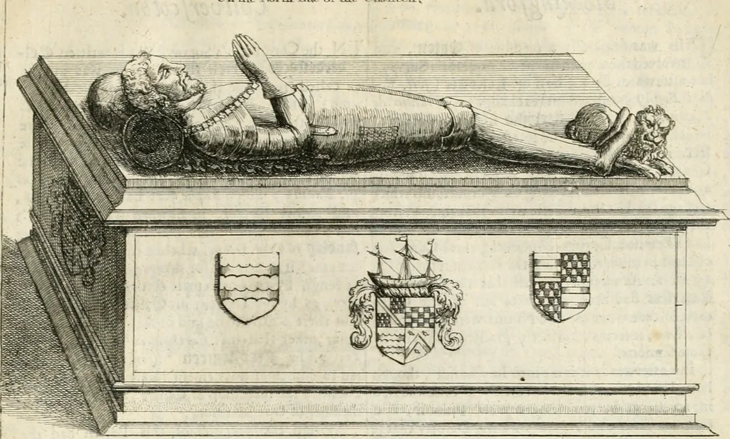 An illustration from The antiquities of Warwickshire illustrated : from records, leiger-books, manuscripts, charters, evidences, tombes, and armes : beautified with maps, prospects, and portraictures, 1656, leaf 770