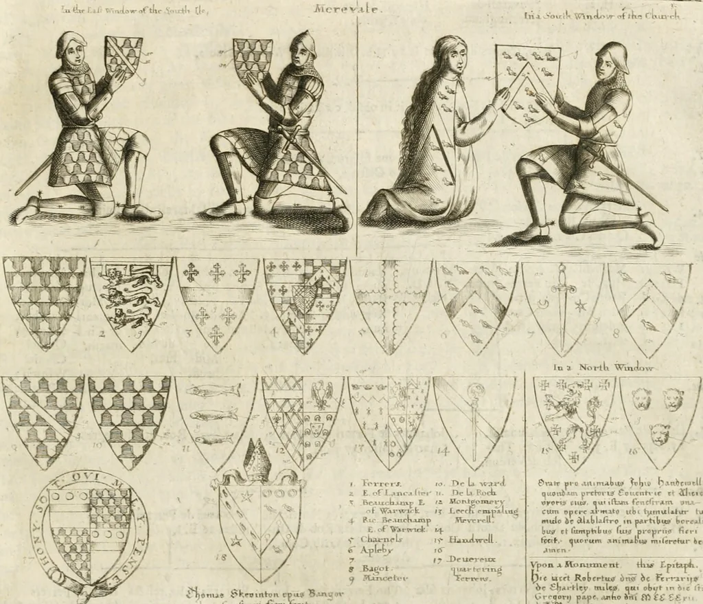 An illustration from The antiquities of Warwickshire illustrated : from records, leiger-books, manuscripts, charters, evidences, tombes, and armes : beautified with maps, prospects, and portraictures, 1656, leaf 784