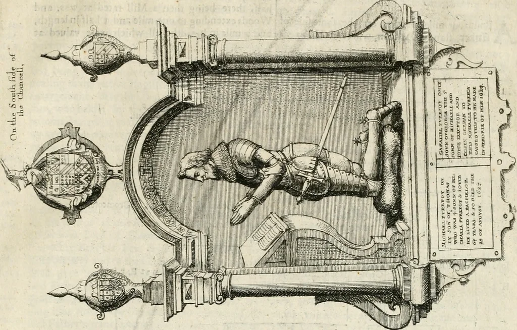 An illustration from The antiquities of Warwickshire illustrated : from records, leiger-books, manuscripts, charters, evidences, tombes, and armes : beautified with maps, prospects, and portraictures, 1656, leaf 792