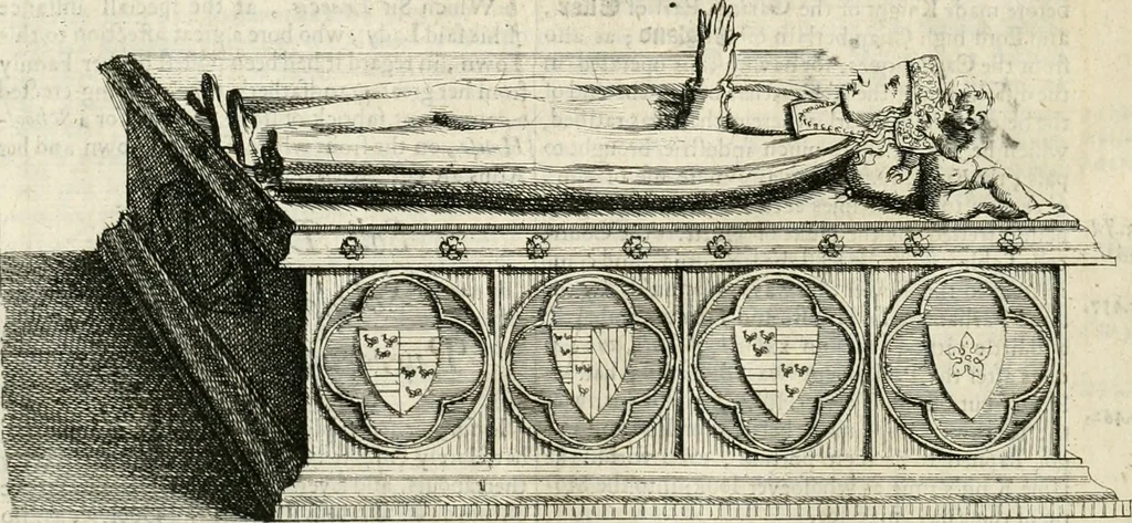 An illustration from The antiquities of Warwickshire illustrated : from records, leiger-books, manuscripts, charters, evidences, tombes, and armes : beautified with maps, prospects, and portraictures, 1656, leaf 805