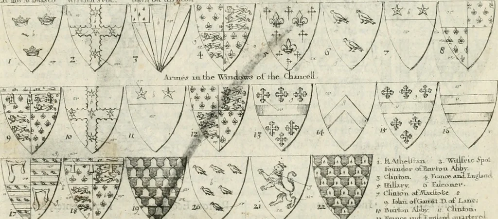 An illustration from The antiquities of Warwickshire illustrated : from records, leiger-books, manuscripts, charters, evidences, tombes, and armes : beautified with maps, prospects, and portraictures, 1656, leaf 812