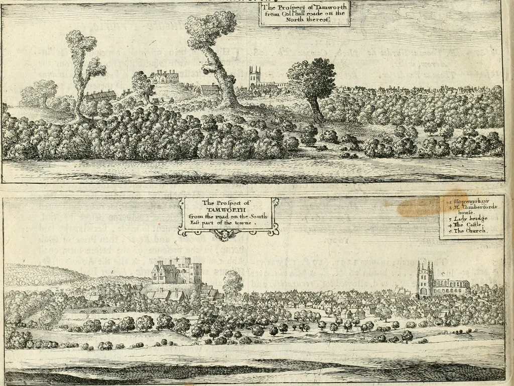 An illustration from The antiquities of Warwickshire illustrated : from records, leiger-books, manuscripts, charters, evidences, tombes, and armes : beautified with maps, prospects, and portraictures, 1656, leaf 817