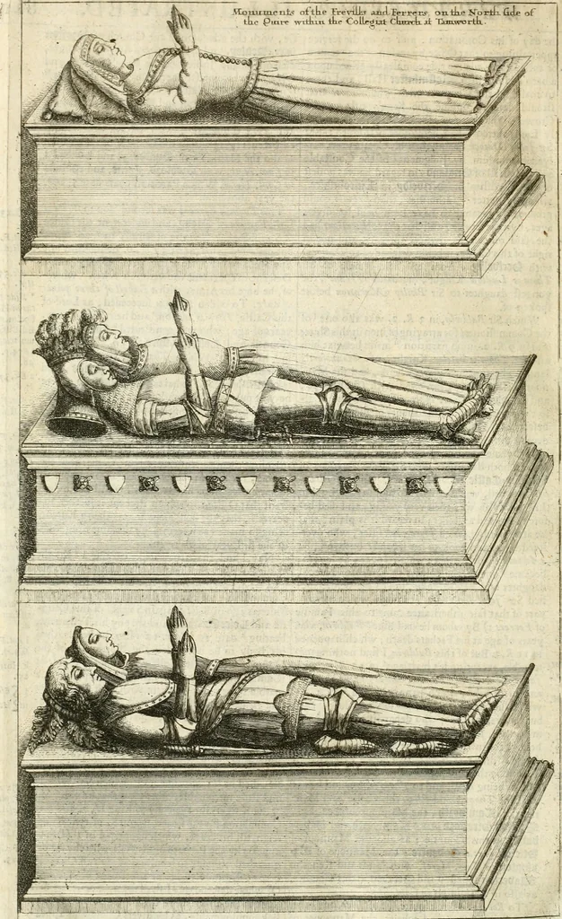 An illustration from The antiquities of Warwickshire illustrated : from records, leiger-books, manuscripts, charters, evidences, tombes, and armes : beautified with maps, prospects, and portraictures, 1656, leaf 823