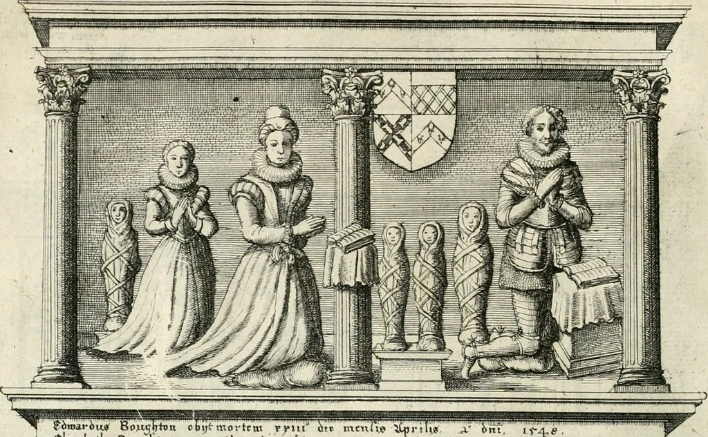 An illustration from The antiquities of Warwickshire illustrated : from records, leiger-books, manuscripts, charters, evidences, tombes, and armes : beautified with maps, prospects, and portraictures, 1656, leaf 91