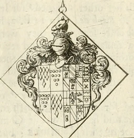 An illustration from The antiquities of Warwickshire illustrated : from records, leiger-books, manuscripts, charters, evidences, tombes, and armes : beautified with maps, prospects, and portraictures, 1656, leaf 97