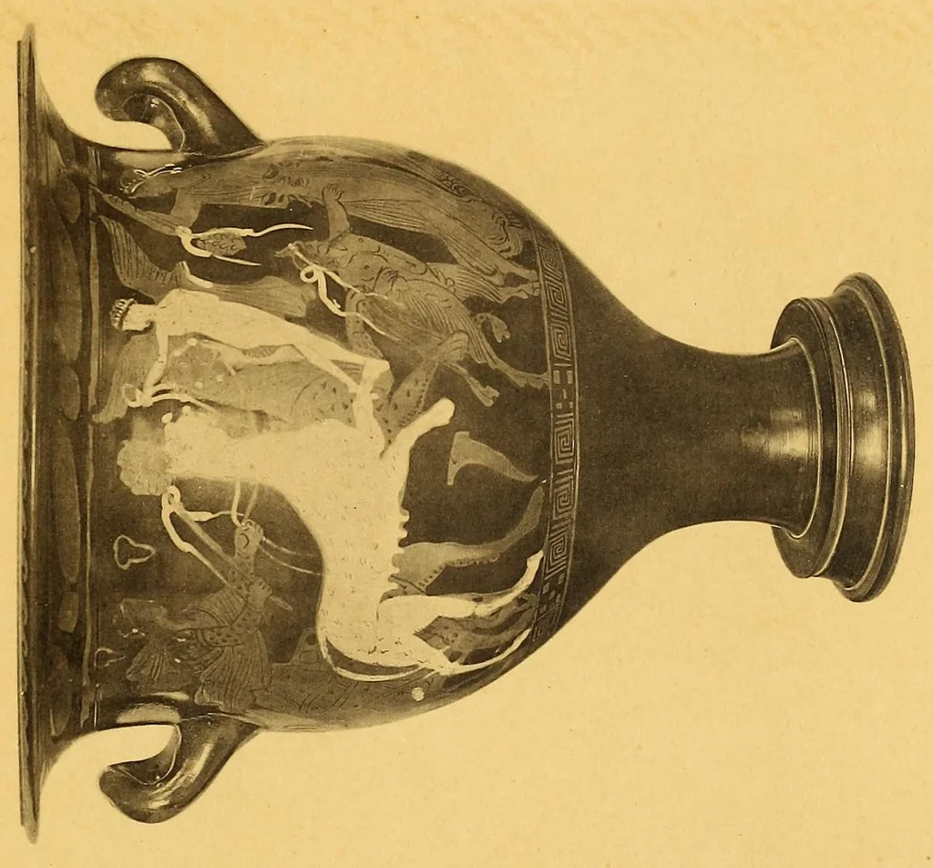 An illustration from Antiquités égyptiennes, grecques & romaines : marbres, bronzes verrerie, céramique, orféverie & objets divers provenant de l'ancienne collection Borelli Bey, appartenent à M. H. dont la vente aura lieu à Paris, Hotel Drouot, les mercredi 11 jeudi 12 et vendredi 13 juin 1913, 1913, leaf 173