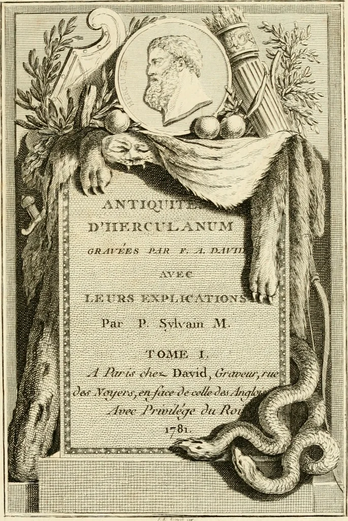 An illustration from Les antiquités d'Herculanum : avec leurs explications en françois, 1780, leaf 6