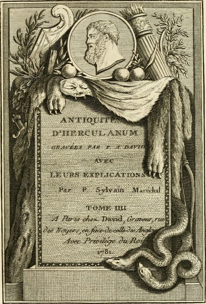 An illustration from Les antiquités d'Herculanum : avec leurs explications en françois, 1780, leaf 6
