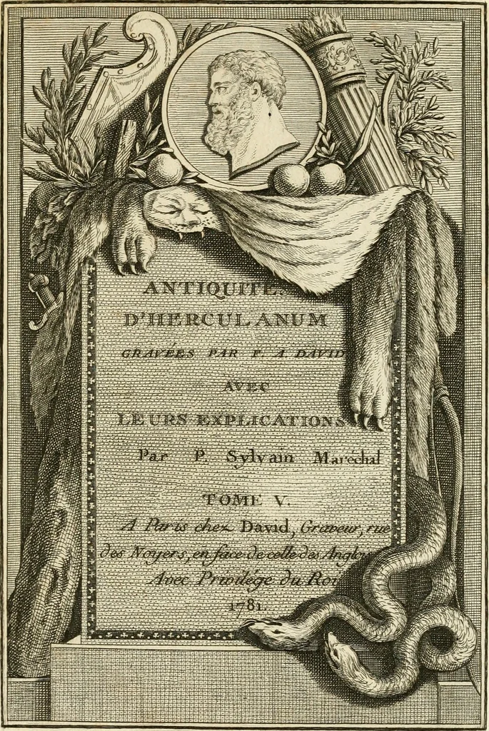 An illustration from Les antiquités d'Herculanum : avec leurs explications en françois, 1780, leaf 6