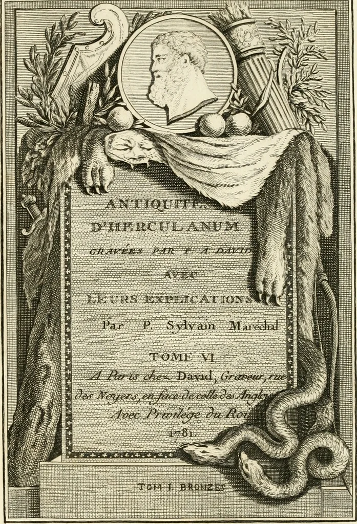 An illustration from Les antiquités d'Herculanum : avec leurs explications en françois, 1780, leaf 6