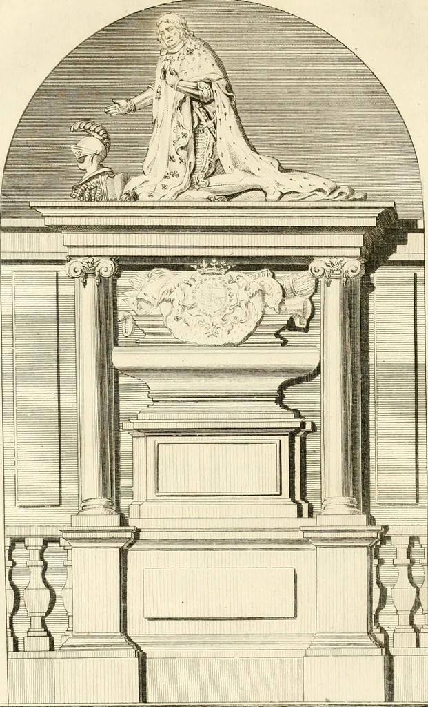 An illustration from Antiquités nationales, ou, Recueil de monumens : pour servir à l'histoire générale et particulière de l'empire françois, tels que tombeaux, inscriptions, statues, vitraux, fresques, etc. : tirés des abbayes, monastères, châteaux, et autres lieux devenus domaines nationaux, 1790, leaf 117