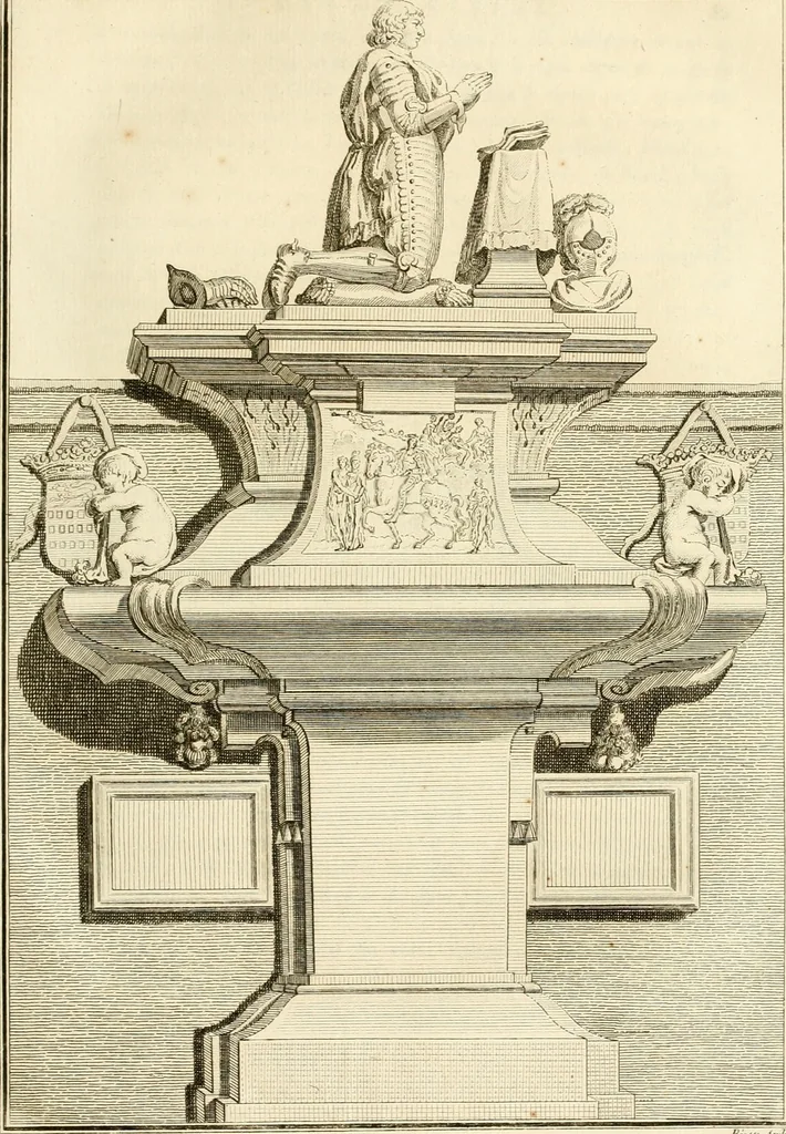 An illustration from Antiquités nationales, ou, Recueil de monumens : pour servir à l'histoire générale et particulière de l'empire françois, tels que tombeaux, inscriptions, statues, vitraux, fresques, etc. : tirés des abbayes, monastères, châteaux, et autres lieux devenus domaines nationaux, 1790, leaf 126