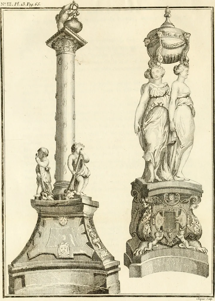 An illustration from Antiquités nationales, ou, Recueil de monumens : pour servir à l'histoire générale et particulière de l'empire françois, tels que tombeaux, inscriptions, statues, vitraux, fresques, etc. : tirés des abbayes, monastères, châteaux, et autres lieux devenus domaines nationaux, 1790, leaf 153