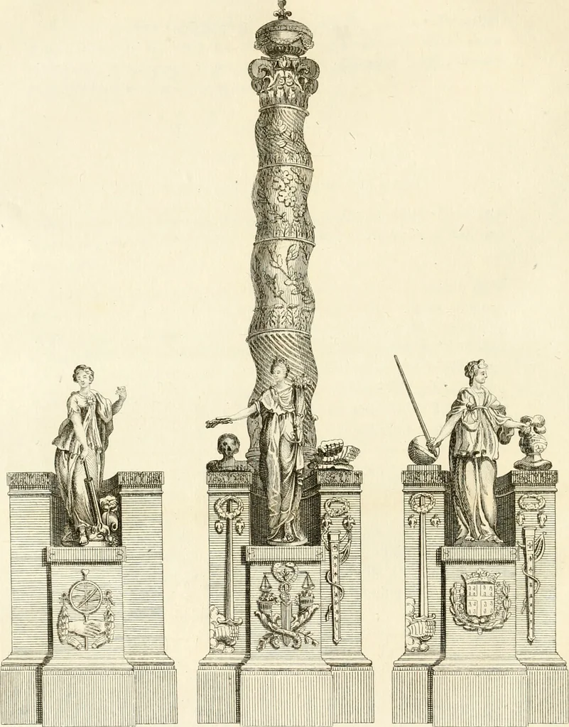 An illustration from Antiquités nationales, ou, Recueil de monumens : pour servir à l'histoire générale et particulière de l'empire françois, tels que tombeaux, inscriptions, statues, vitraux, fresques, etc. : tirés des abbayes, monastères, châteaux, et autres lieux devenus domaines nationaux, 1790, leaf 161