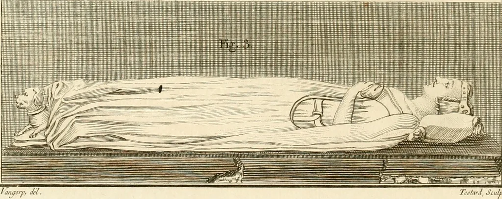 An illustration from Antiquités nationales, ou, Recueil de monumens : pour servir à l'histoire générale et particulière de l'empire françois, tels que tombeaux, inscriptions, statues, vitraux, fresques, etc. : tirés des abbayes, monastères, châteaux, et autres lieux devenus domaines nationaux, 1790, leaf 231