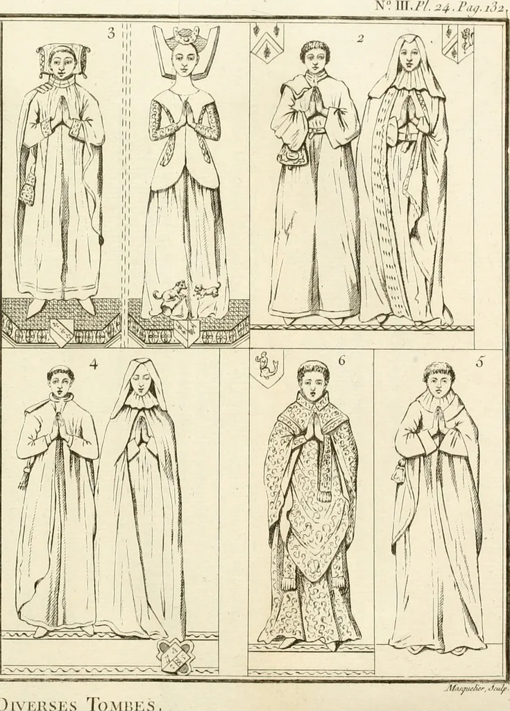 An illustration from Antiquités nationales, ou, Recueil de monumens : pour servir à l'histoire générale et particulière de l'empire françois, tels que tombeaux, inscriptions, statues, vitraux, fresques, etc. : tirés des abbayes, monastères, châteaux, et autres lieux devenus domaines nationaux, 1790, leaf 242