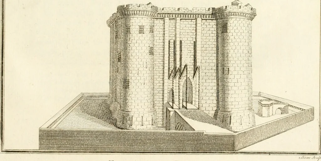 An illustration from Antiquités nationales, ou, Recueil de monumens : pour servir à l'histoire générale et particulière de l'empire françois, tels que tombeaux, inscriptions, statues, vitraux, fresques, etc. : tirés des abbayes, monastères, châteaux, et autres lieux devenus domaines nationaux, 1790, leaf 34