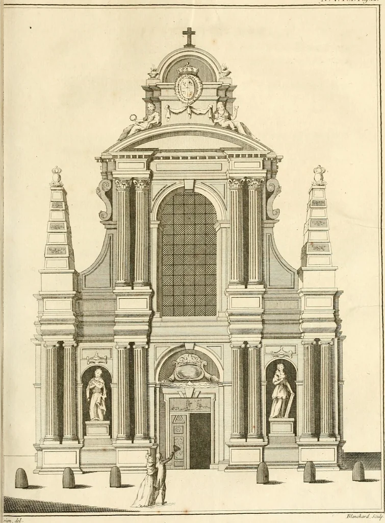 An illustration from Antiquités nationales, ou, Recueil de monumens : pour servir à l'histoire générale et particulière de l'empire françois, tels que tombeaux, inscriptions, statues, vitraux, fresques, etc. : tirés des abbayes, monastères, châteaux, et autres lieux devenus domaines nationaux, 1790, leaf 384