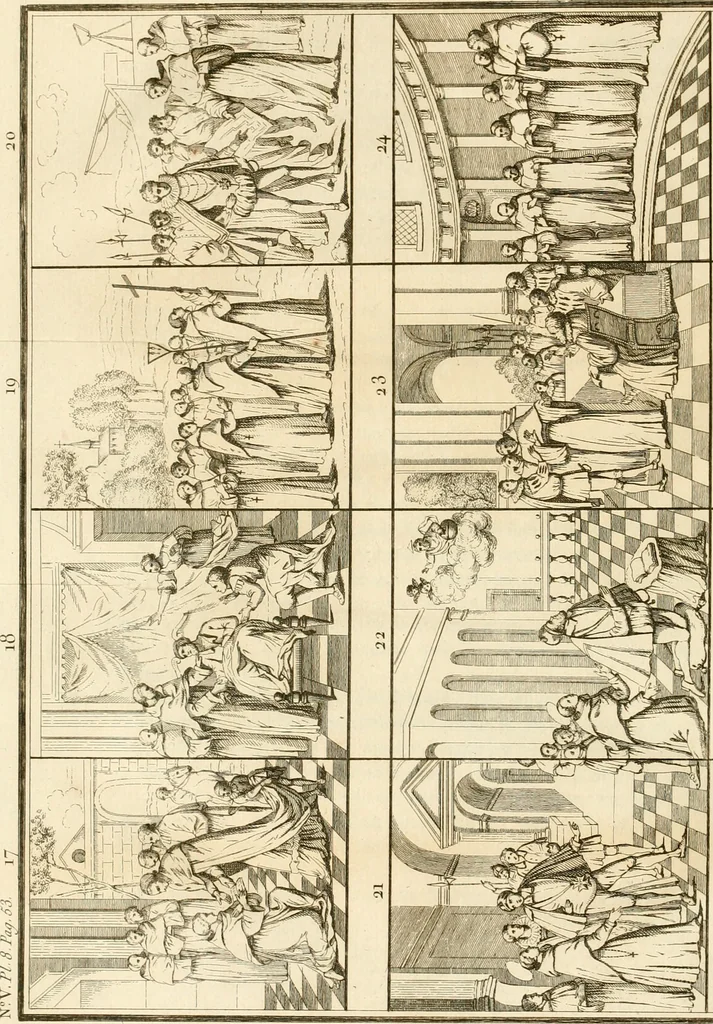 An illustration from Antiquités nationales, ou, Recueil de monumens : pour servir à l'histoire générale et particulière de l'empire françois, tels que tombeaux, inscriptions, statues, vitraux, fresques, etc. : tirés des abbayes, monastères, châteaux, et autres lieux devenus domaines nationaux, 1790, leaf 439