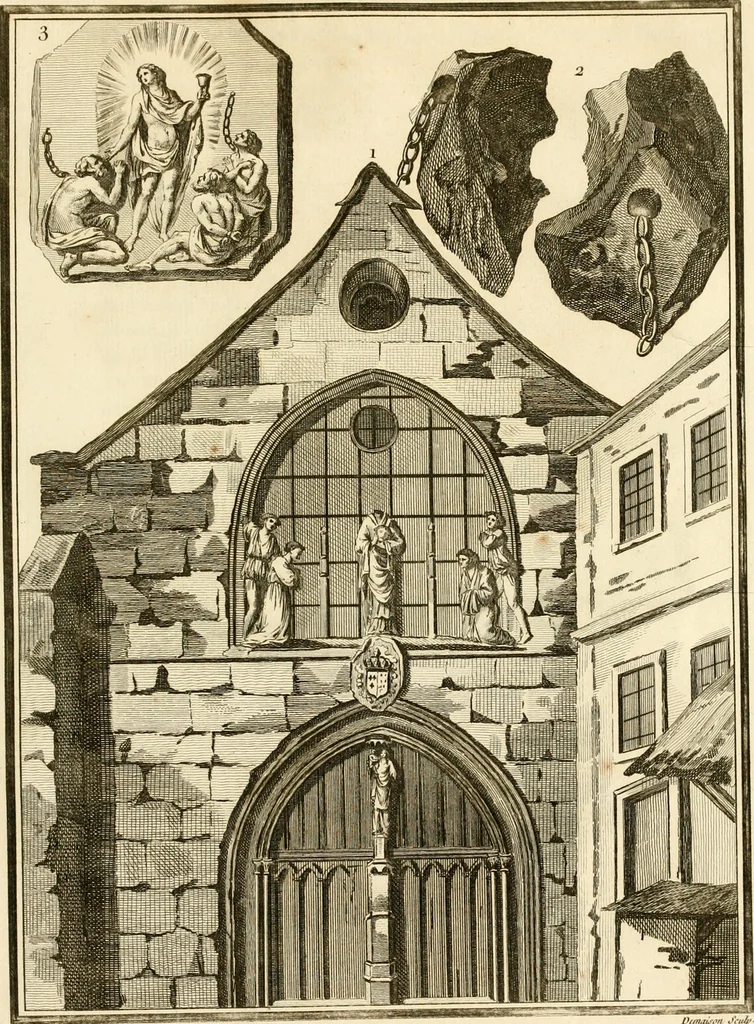An illustration from Antiquités nationales, ou, Recueil de monumens : pour servir à l'histoire générale et particulière de l'empire françois, tels que tombeaux, inscriptions, statues, vitraux, fresques, etc. : tirés des abbayes, monastères, châteaux, et autres lieux devenus domaines nationaux, 1790, leaf 490