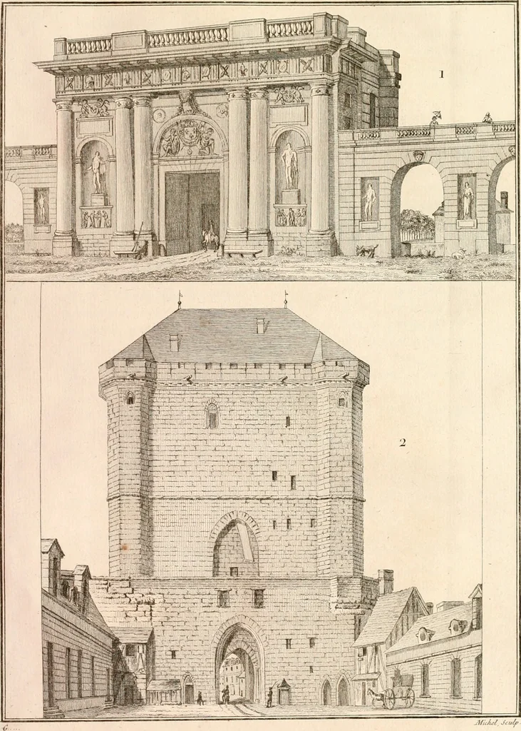 An illustration from Antiquités nationales, ou, Recueil de monumens : pour servir à l'histoire générale et particulière de l'empire françois, tels que tombeaux, inscriptions, statues, vitraux, fresques, etc. : tirés des abbayes, monastères, châteaux, et autres lieux devenus domaines nationaux, 1790, leaf 108