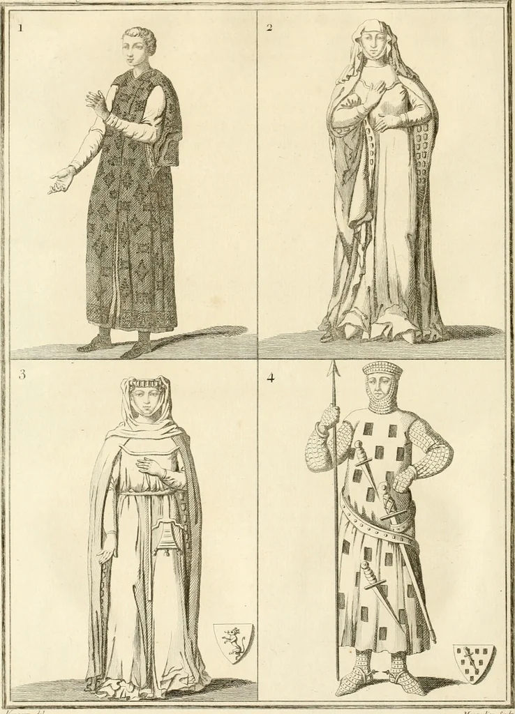 An illustration from Antiquités nationales, ou, Recueil de monumens : pour servir à l'histoire générale et particulière de l'empire françois, tels que tombeaux, inscriptions, statues, vitraux, fresques, etc. : tirés des abbayes, monastères, châteaux, et autres lieux devenus domaines nationaux, 1790, leaf 143