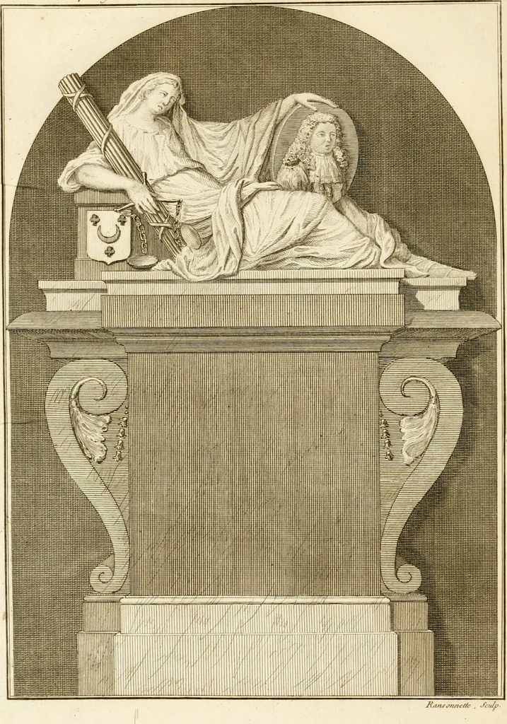 An illustration from Antiquités nationales, ou, Recueil de monumens : pour servir à l'histoire générale et particulière de l'empire françois, tels que tombeaux, inscriptions, statues, vitraux, fresques, etc. : tirés des abbayes, monastères, châteaux, et autres lieux devenus domaines nationaux, 1790, leaf 243