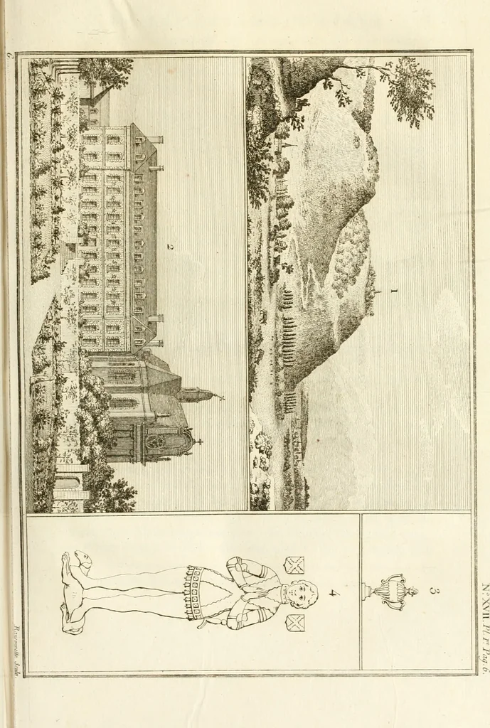 An illustration from Antiquités nationales, ou, Recueil de monumens : pour servir à l'histoire générale et particulière de l'empire françois, tels que tombeaux, inscriptions, statues, vitraux, fresques, etc. : tirés des abbayes, monastères, châteaux, et autres lieux devenus domaines nationaux, 1790, leaf 308
