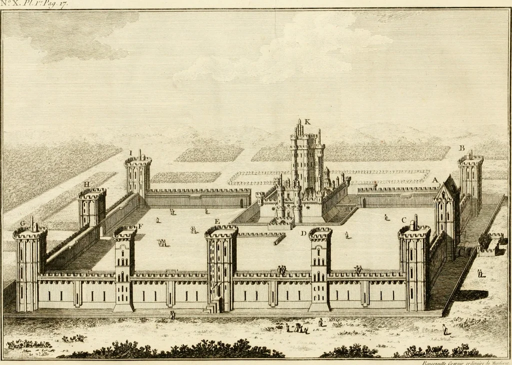 An illustration from Antiquités nationales, ou, Recueil de monumens : pour servir à l'histoire générale et particulière de l'empire françois, tels que tombeaux, inscriptions, statues, vitraux, fresques, etc. : tirés des abbayes, monastères, châteaux, et autres lieux devenus domaines nationaux, 1790, leaf 33