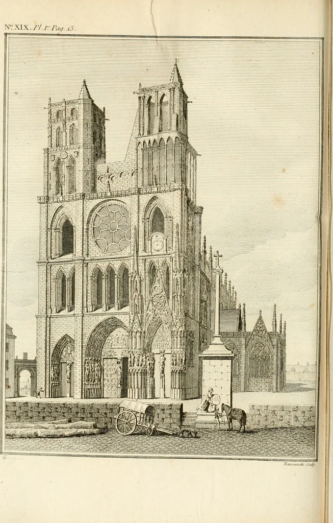 An illustration from Antiquités nationales, ou, Recueil de monumens : pour servir à l'histoire générale et particulière de l'empire françois, tels que tombeaux, inscriptions, statues, vitraux, fresques, etc. : tirés des abbayes, monastères, châteaux, et autres lieux devenus domaines nationaux, 1790, leaf 341