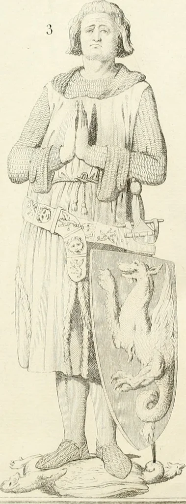An illustration from Antiquités nationales, ou, Recueil de monumens : pour servir à l'histoire générale et particulière de l'empire françois, tels que tombeaux, inscriptions, statues, vitraux, fresques, etc. : tirés des abbayes, monastères, châteaux, et autres lieux devenus domaines nationaux, 1790, leaf 416
