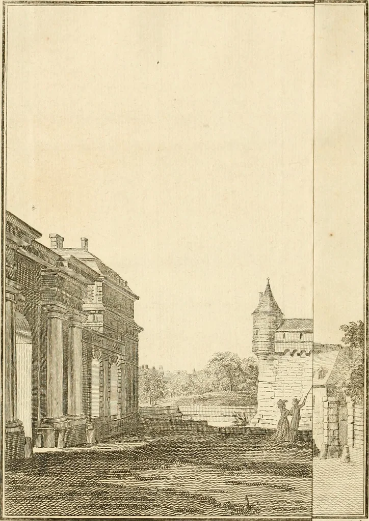 An illustration from Antiquités nationales, ou, Recueil de monumens : pour servir à l'histoire générale et particulière de l'empire françois, tels que tombeaux, inscriptions, statues, vitraux, fresques, etc. : tirés des abbayes, monastères, châteaux, et autres lieux devenus domaines nationaux, 1790, leaf 49