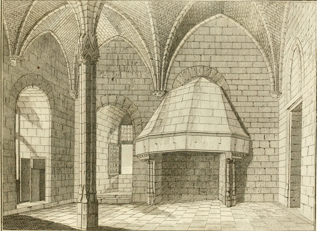 An illustration from Antiquités nationales, ou, Recueil de monumens : pour servir à l'histoire générale et particulière de l'empire françois, tels que tombeaux, inscriptions, statues, vitraux, fresques, etc. : tirés des abbayes, monastères, châteaux, et autres lieux devenus domaines nationaux, 1790, leaf 54