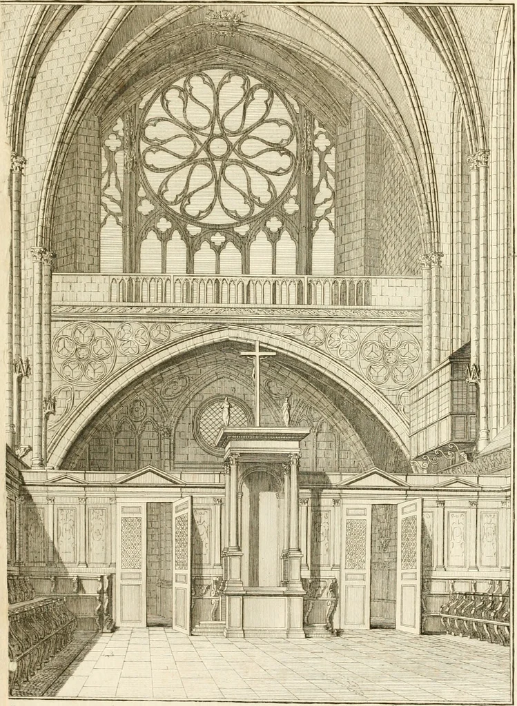 An illustration from Antiquités nationales, ou, Recueil de monumens : pour servir à l'histoire générale et particulière de l'empire françois, tels que tombeaux, inscriptions, statues, vitraux, fresques, etc. : tirés des abbayes, monastères, châteaux, et autres lieux devenus domaines nationaux, 1790, leaf 88