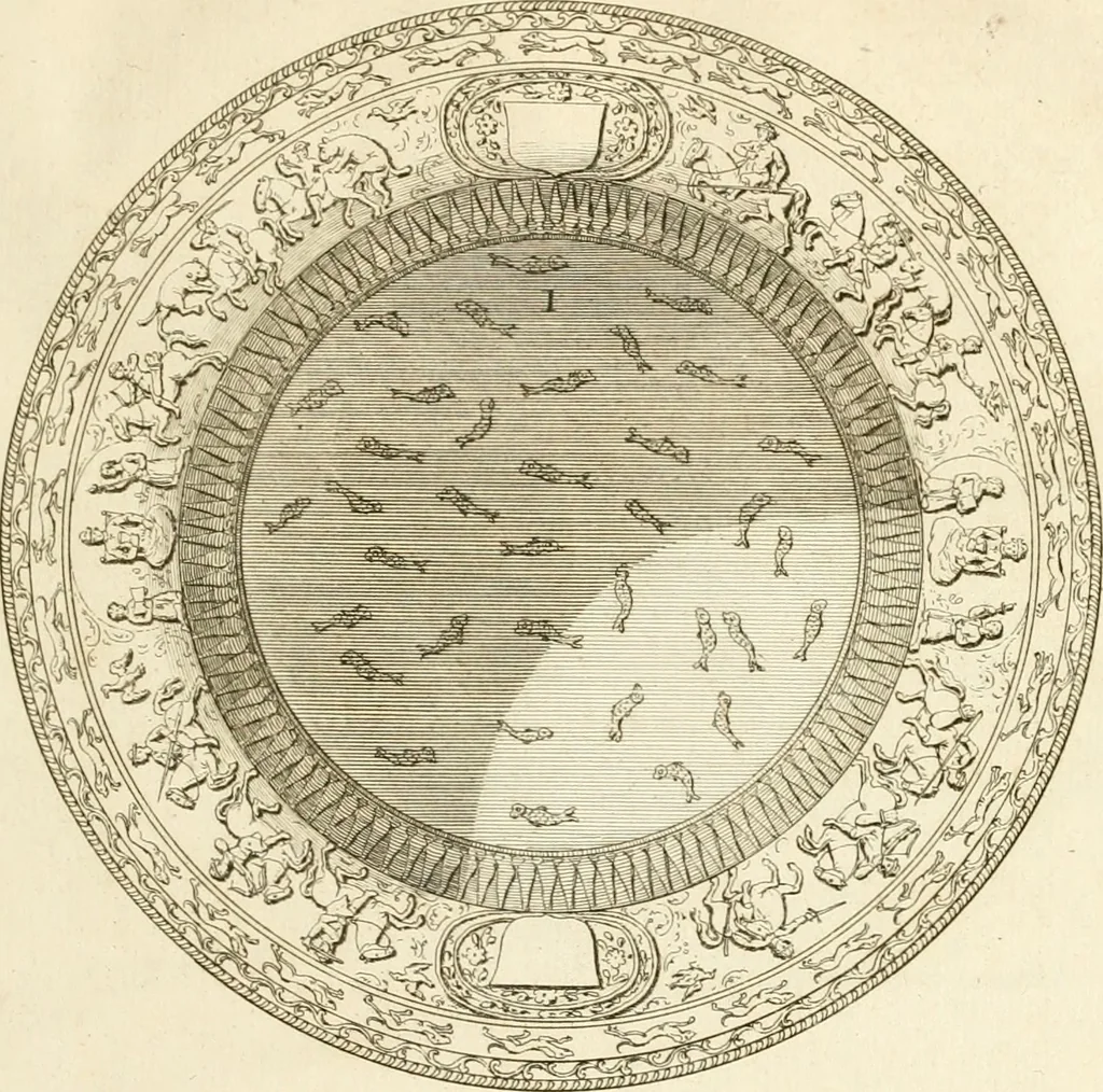 An illustration from Antiquités nationales, ou, Recueil de monumens : pour servir à l'histoire générale et particulière de l'empire françois, tels que tombeaux, inscriptions, statues, vitraux, fresques, etc. : tirés des abbayes, monastères, châteaux, et autres lieux devenus domaines nationaux, 1790, leaf 96