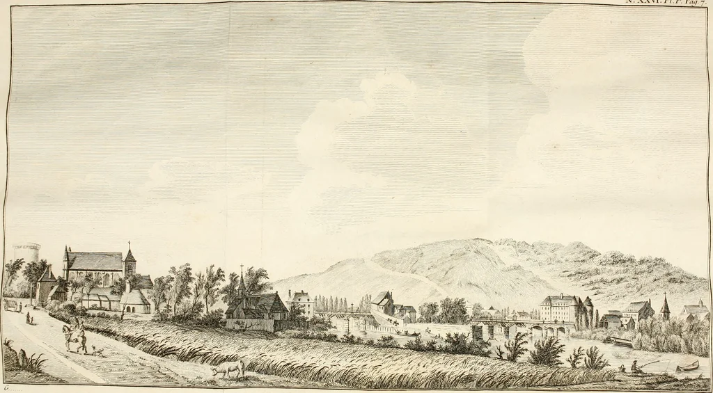 An illustration from Antiquités nationales, ou, Recueil de monumens : pour servir à l'histoire générale et particulière de l'empire françois, tels que tombeaux, inscriptions, statues, vitraux, fresques, etc. : tirés des abbayes, monastères, châteaux, et autres lieux devenus domaines nationaux, 1790, leaf 124