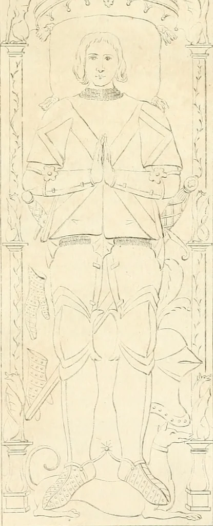An illustration from Antiquités nationales, ou, Recueil de monumens : pour servir à l'histoire générale et particulière de l'empire françois, tels que tombeaux, inscriptions, statues, vitraux, fresques, etc. : tirés des abbayes, monastères, châteaux, et autres lieux devenus domaines nationaux, 1790, leaf 138