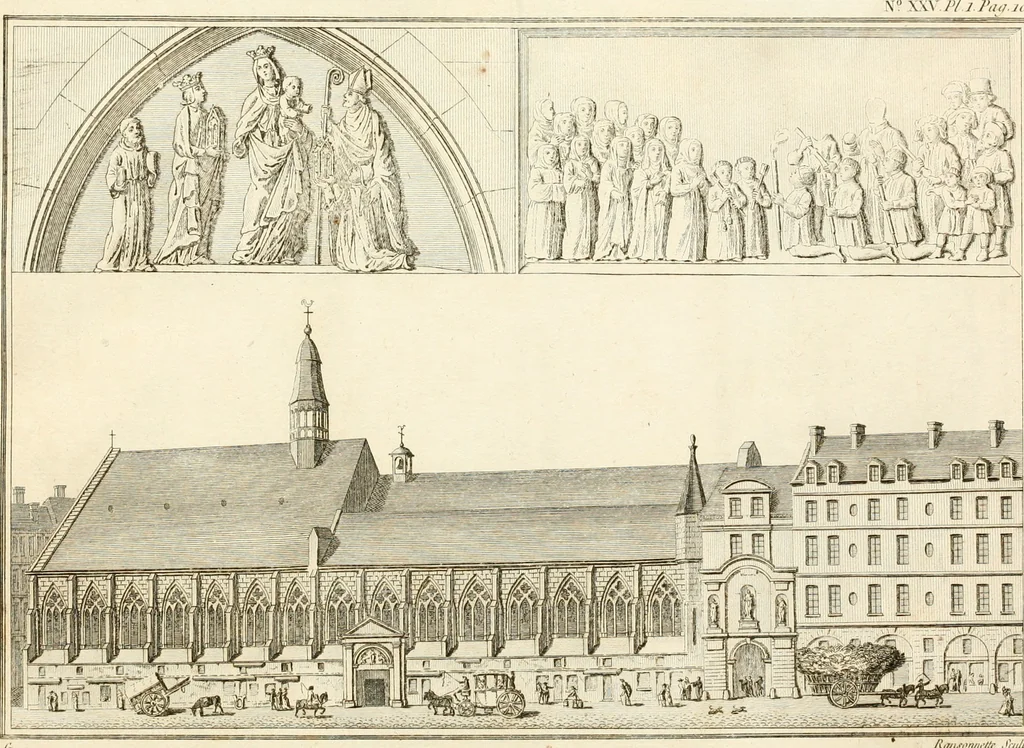 An illustration from Antiquités nationales, ou, Recueil de monumens : pour servir à l'histoire générale et particulière de l'empire françois, tels que tombeaux, inscriptions, statues, vitraux, fresques, etc. : tirés des abbayes, monastères, châteaux, et autres lieux devenus domaines nationaux, 1790, leaf 24