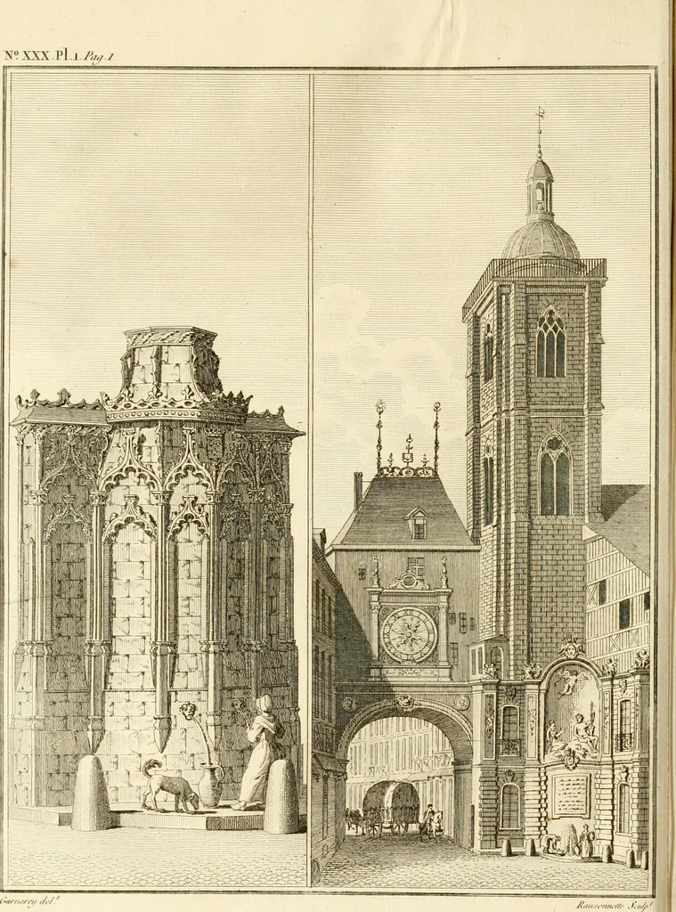 An illustration from Antiquités nationales, ou, Recueil de monumens : pour servir à l'histoire générale et particulière de l'empire françois, tels que tombeaux, inscriptions, statues, vitraux, fresques, etc. : tirés des abbayes, monastères, châteaux, et autres lieux devenus domaines nationaux, 1790, leaf 295